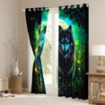 thumbnail image 3 of Manfei Wild Wolves Blackout Curtains,Dark Moon Woodland Curtains Pack of 2 (42x84 Each),Green Black, 3 of 7