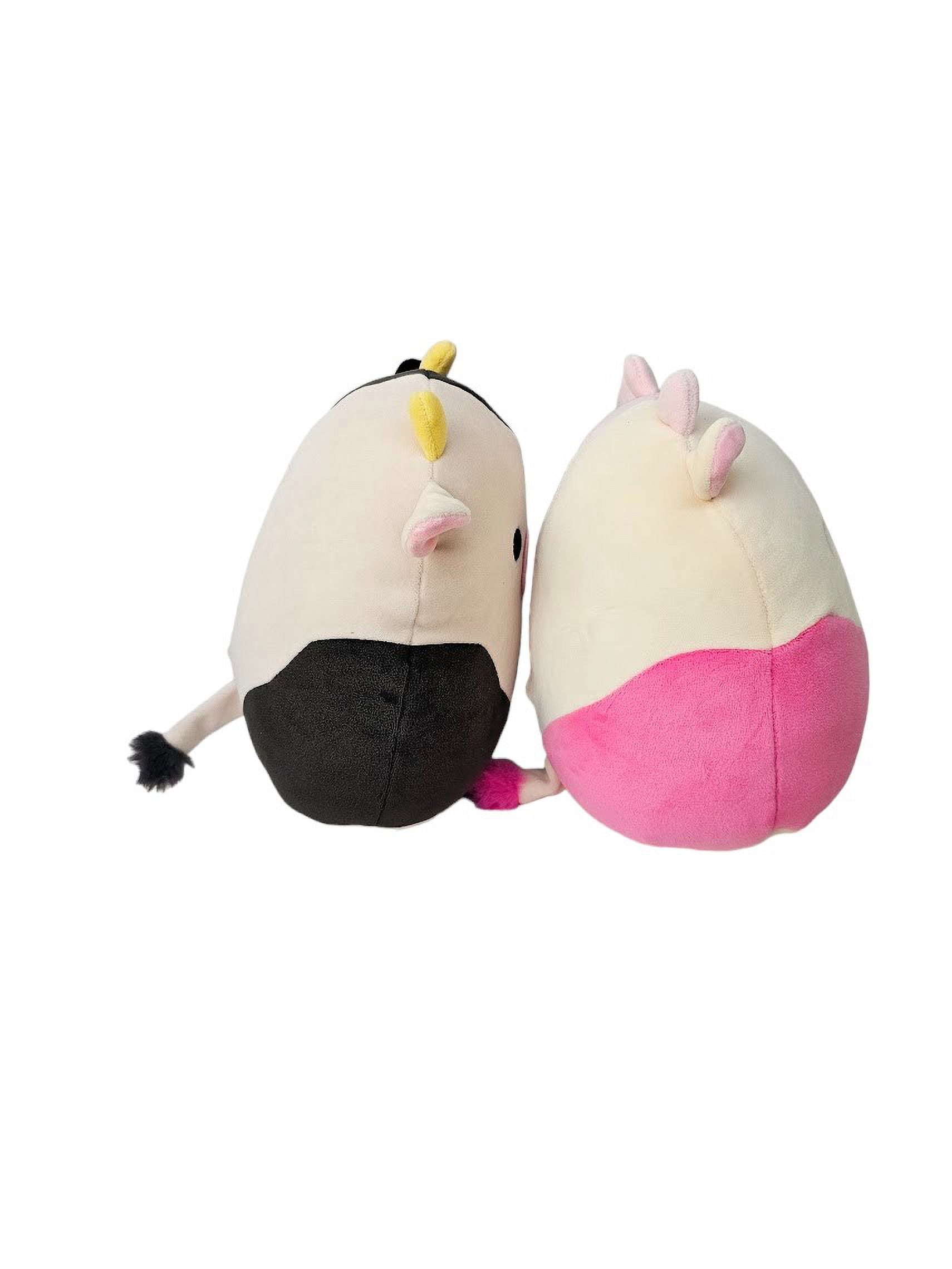 Squishmallows Official Kellytoys Plush 7.5 Inch Connor the Black and White Cow and Caedyn the Pink and White Cow Set Bundle Plush Stuffed Toys