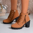 thumbnail image 6 of Women Ankle Boots Round Toe Mid Heel Boots with Side Zip Comfort Matte Shoes for Fall Winter Dating Shopping Casual Outdoor Daily Wear, 6 of 9