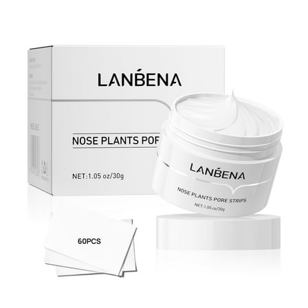 Lanbena Aloe Blackheads Remover Cream Nose Pore Strips Face Mask, 30g 60 Pcs