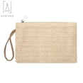 thumbnail image 2 of Gustave Women Fashion Handmade Straw Clutch Bag Zipper Wristlet Purse Beach Handbag Bohemian Straw Knitted Bag, Beige, 2 of 8