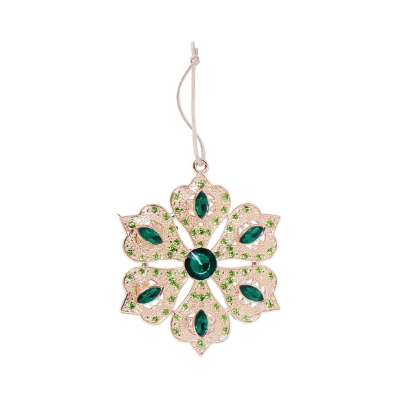 TanSiDing 1pcs Elegant Rhinestone Snowflake Ornaments - Alloy Christmas Tree Decor with Metal Hanging Loop for Holiday Home & Fireplace Decoration