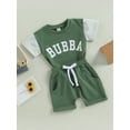 thumbnail image 4 of Toddler Baby Boy Summer Clothes 3M 6M 12M 18M 24M 3Y Contrast Color Letter T Shirt Top with Pocket Shorts Cute Newborn Outfits, 4 of 10