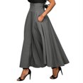 thumbnail image 1 of Falda plisada de verano para mujer, falda de cintura alta para uso diario, falda larga elástica versátil, falda informal, falda sólida de corte A, falda de verano de moda, falda larga (L), 1 of 3