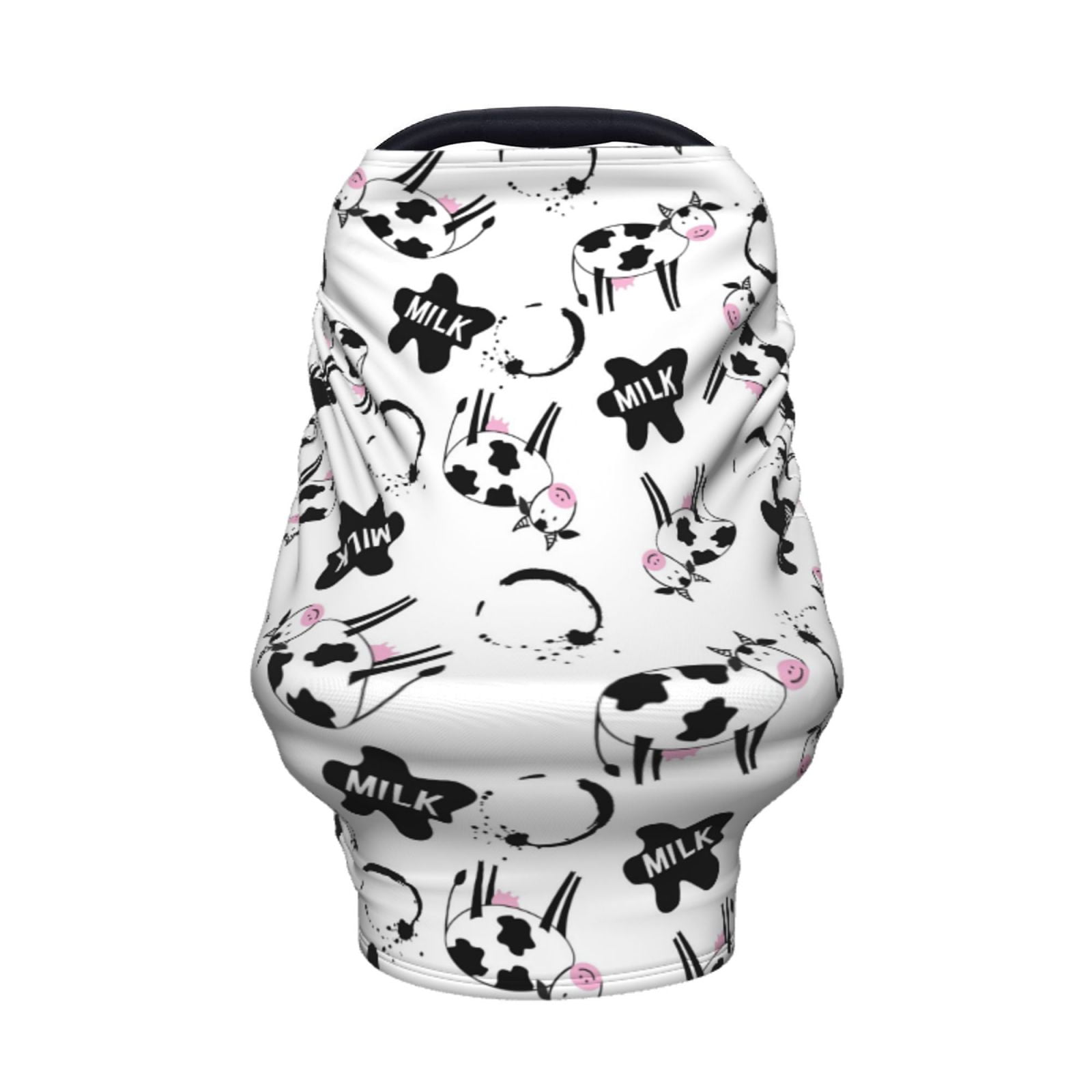 Fotbe Cute Cow and Milk Stains Pattern Car Seat Covers for Babies, Nursing Breastfeeding Cover Infant Carseat Canopy, Soft Stretchy Carrier Cover