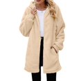 thumbnail image 2 of Cárdigan de Larga con Capucha y Cremallera para Mujer, Chaqueta Holgada de Felpa, Chaqueta de Felpa para Mujer Color Albaricoque L, 2 of 8