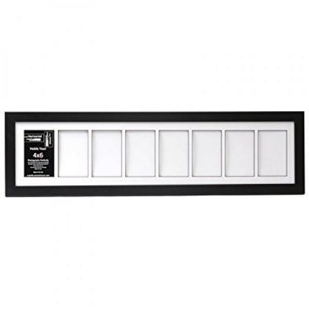 CreativeLetterArt [8x34bk-w] 8 Opening Glass Face Black Picture Frame Holds 4x6 Media with White Collage Mat