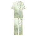 thumbnail image 5 of Atogsazn Two Piece Sets for Women Casual Summer Printed Round Neck Short Sleeve Tops And Wide-Leg Pants Suit Yellow XXL on Clearance, 5 of 5