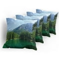 thumbnail image 5 of Ambesonne Nature Throw Pillow Cover 4 Pack, Forest Lake in Valley, 24", Pale Blue Hunter Green, 5 of 7