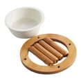 thumbnail image 3 of Cuenco para perros y gatos con soporte de madera de bambú, cuenco de cerámica para comida y agua de mascotas, para cachorros, gatitos, 18 cm x 18 cm x 12 cm, 3 of 8