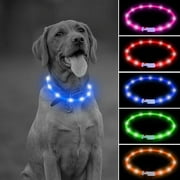 Illumifun LED Dog Collar - USB Rechargeable Light Up Dog Collars, Lighted Dog Collar Glow in The Dark, Flashing Dog Collar Lights for Your Dog Walking at Night (Blue-Silicone)