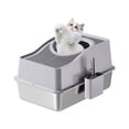 thumbnail image 6 of Metal Cat Litter Box with Lid, Top Entry Stainless Steel Cat Toilet, High Sided Litter Pan for Small Spaces, Gray, 23.6" x 15.7" x 13.5", 6 of 8