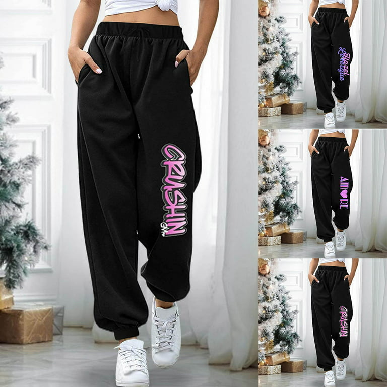 Sweat Pants for Women Trendy Print Autumn Fleece Joggers