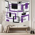 thumbnail image 5 of Purple Black Geometric Tapestry for Bedroom Wall Hanging Tapestry, Minimalist Stripes Abstract Art Ceiling Backdrop Tapestries Poster Blanket Wall Decor for Teens Room Living Room Dorm 59" x 79", 5 of 8
