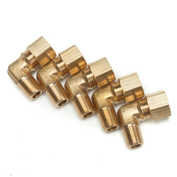 LTWFITTING 5/16" OD x 1/8" Male NPT 90 Degree Compression Elbow,Brass Compression Fitting(Pack of 5)