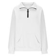 thumbnail image 4 of DHFJKG Womens Half Zip Sweatshirts Casual Stand Collar Solid Color Long Sleeve Pullover With Pockets Trendy Pullover Tops For Women, 4 of 6