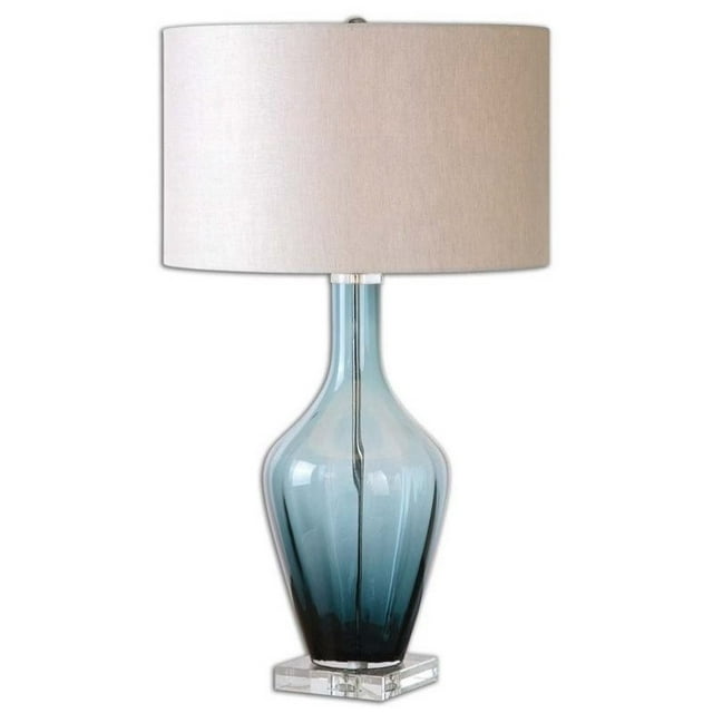 Uttermost Hagano Glass Crystal and Fabric Table Lamp in Blue/Beige