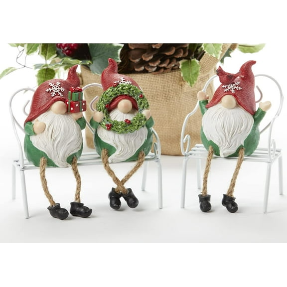 Delton Resin Rope Leg Christmas Gnome, 3 Assortment