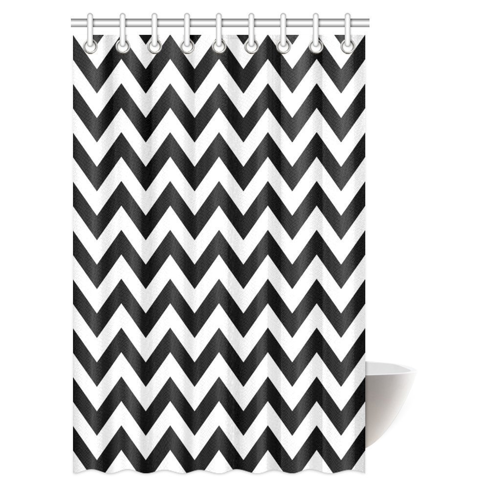 MYPOP Chevron Shower Curtain, Zig Zag Pattern and Black and White