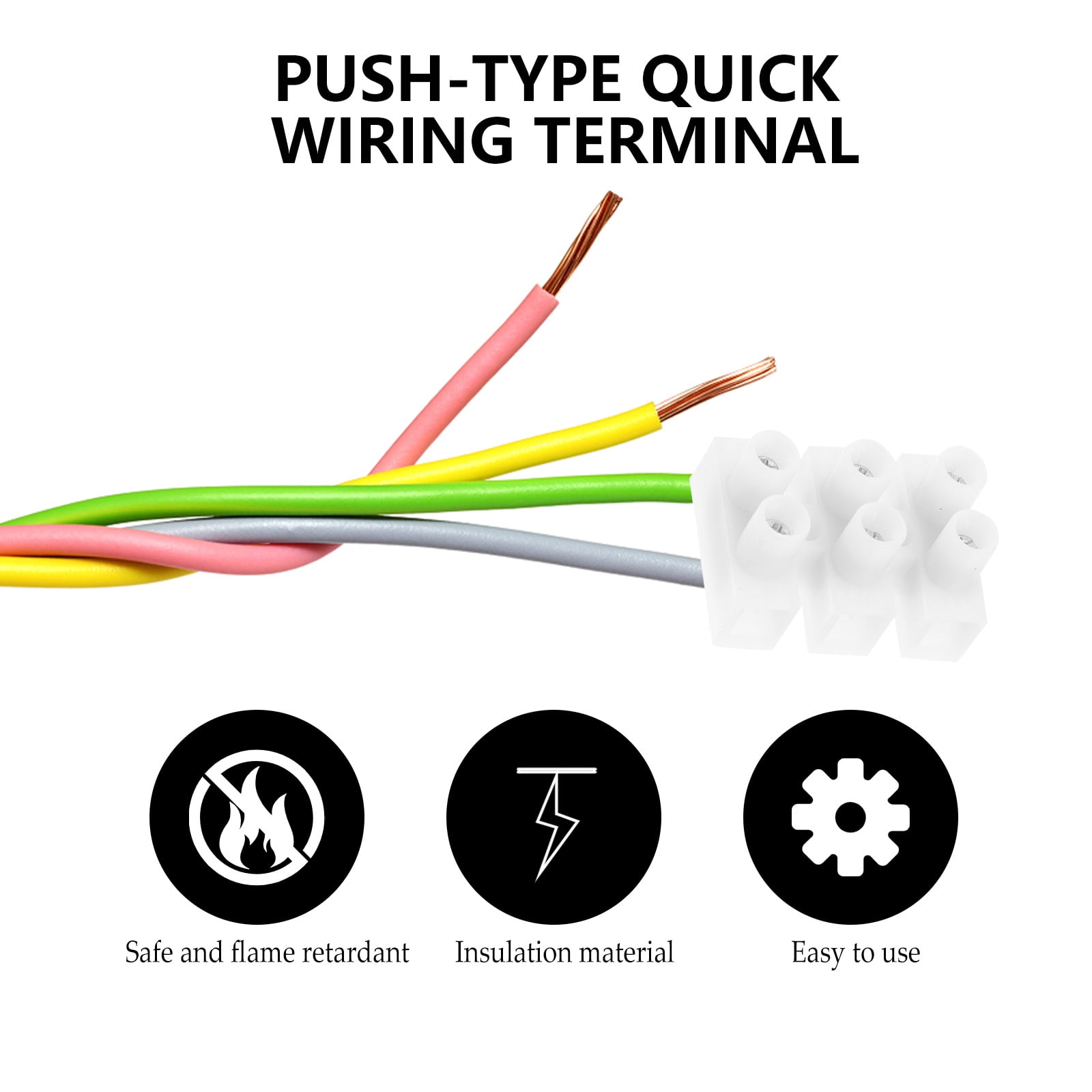 EXHUMKY 50Pcs White PP Terminal Strip Blocks for Cable Fixing and Connection 1.02X0.78X0.6In