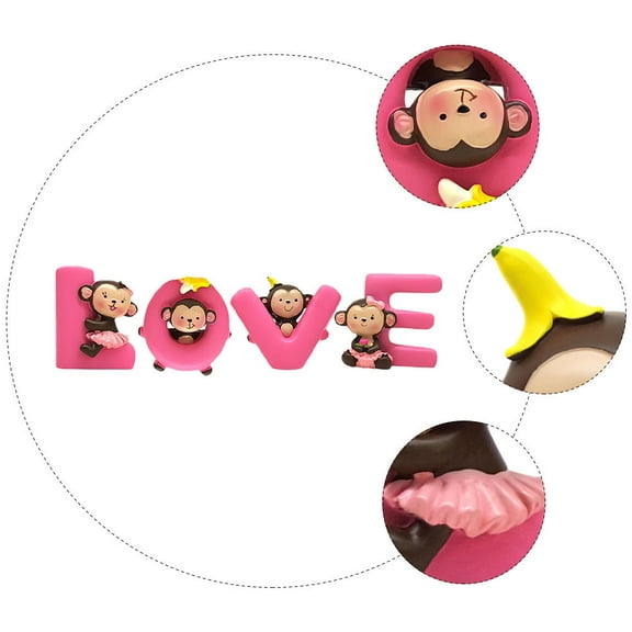 FESTFENDS 1Set Love Pattern Decoration Monkey Topper Jungle Cake Decorations Synthetic Resin For Birthday Holiday Home