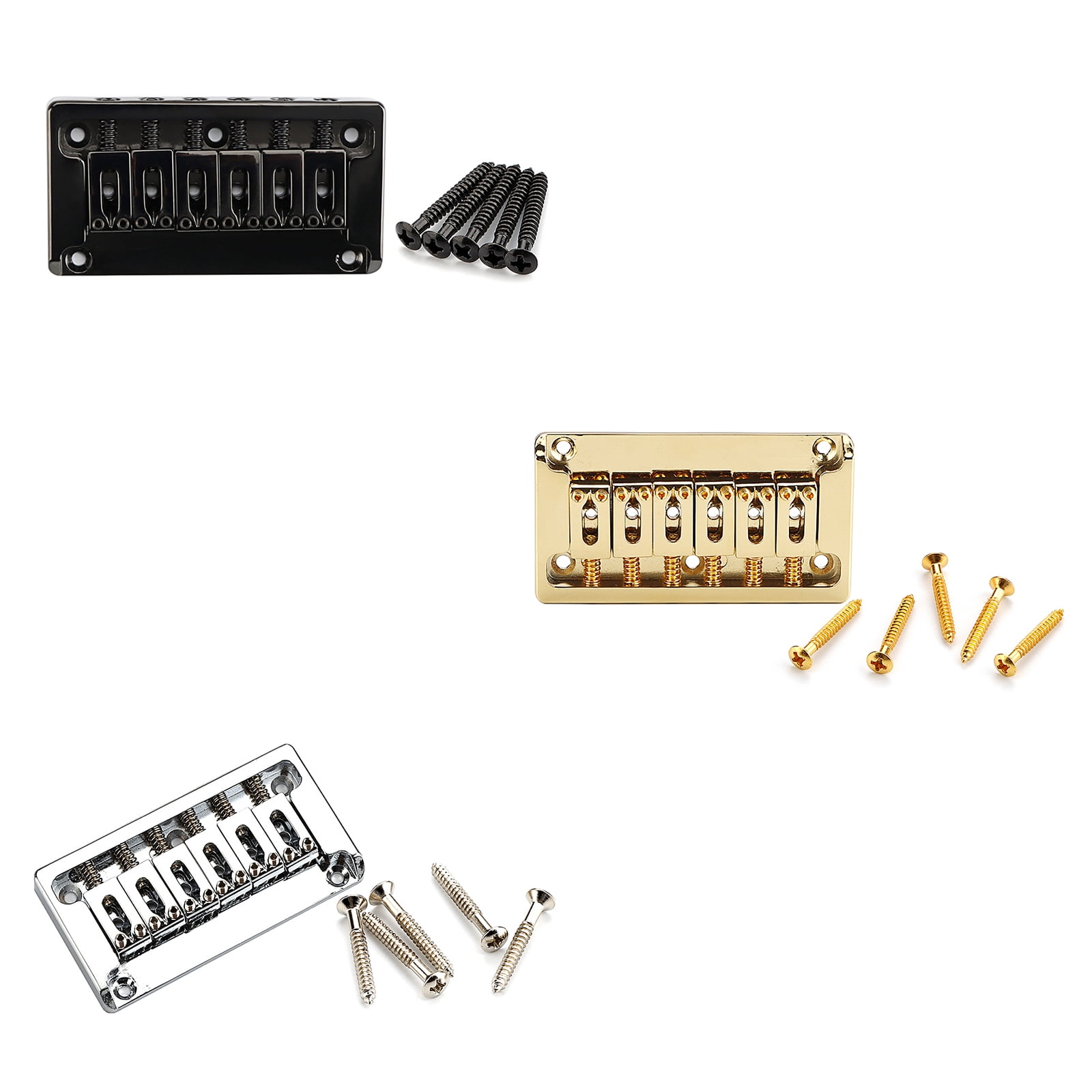 6 String Hard Tail Fixed Guitar Bridge with Mounting Screws Top Load Tailpiece for Precisions Electric Instrument