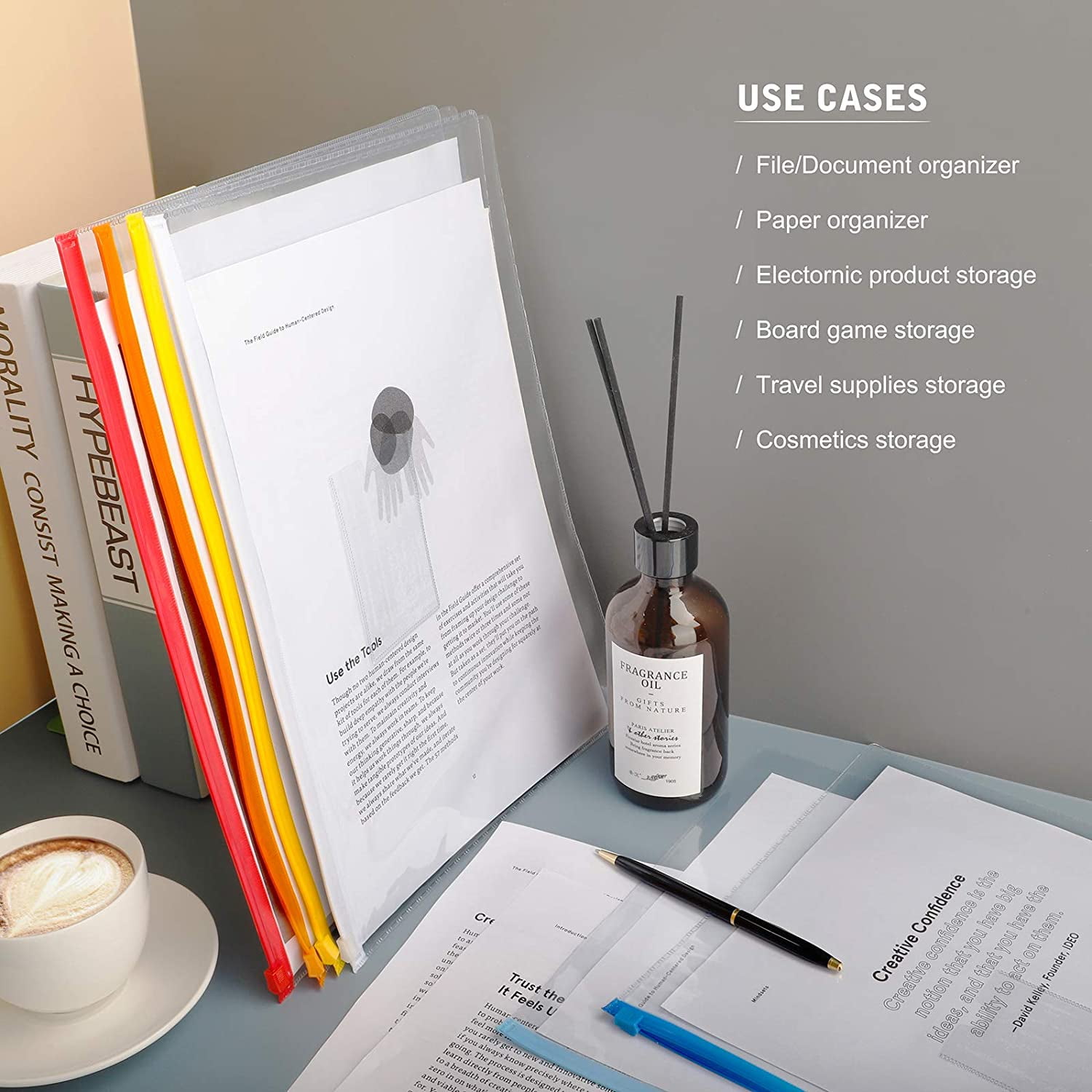 Buy 24pcs Plastic Envelopes Poly Zip Envelopes Files Zipper Folders, A4