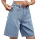thumbnail image 3 of Pantalones Cortos Vaqueros para Mujer, de Cintura Alta, Elásticos, Tipo Bermuda, Modernos, Informales, Holgados, Color Azul , Talla L, 3 of 9