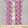 thumbnail image 4 of Ambesonne Party Window Curtains, Love Hearts Pattern, Each 28" W x 95" L, Ruby Pink Lilac, 4 of 4