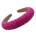 thumbnail image 2 of Sonducket Diademas con cuentas de cristal, tocado grueso de punto, aros de moda, diademas, tocados, regalo para mujer, fiesta, playa Accesorio para el cabello Rosa roja, 2 of 6