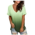 thumbnail image 2 of GRNSHTS Womens Tops Graphic Tees Women'S Fashion Casual Gradient V-Neck Short Sleeve Loose T-Shirt Tops, 2 of 8