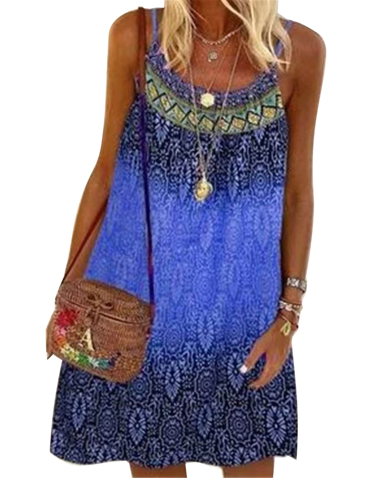 Womens Beach Cover Up Vintage Print Boho Swimsuit Coverup Strap Sexy ...