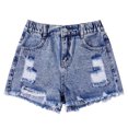thumbnail image 5 of Mifsaly Girls Casual Denim Shorts Kids Distressed Ripped Pull-On Jeans with Pockets, 5 of 8