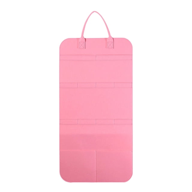 Pink Wall Mounted Pet Toy Storage Organizer Hanging Display Bag With Multiple Pockets For Cats Dogs Accessories 33X15.7 Inches Foldable Easy To Clean