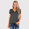 thumbnail image 2 of Camiseta Mujer Camiseta De Algodón Con Cuello En V Camiseta De Manga Corta De Color Sólido, Gris, XL AweSitey AP001699-07, 2 of 7