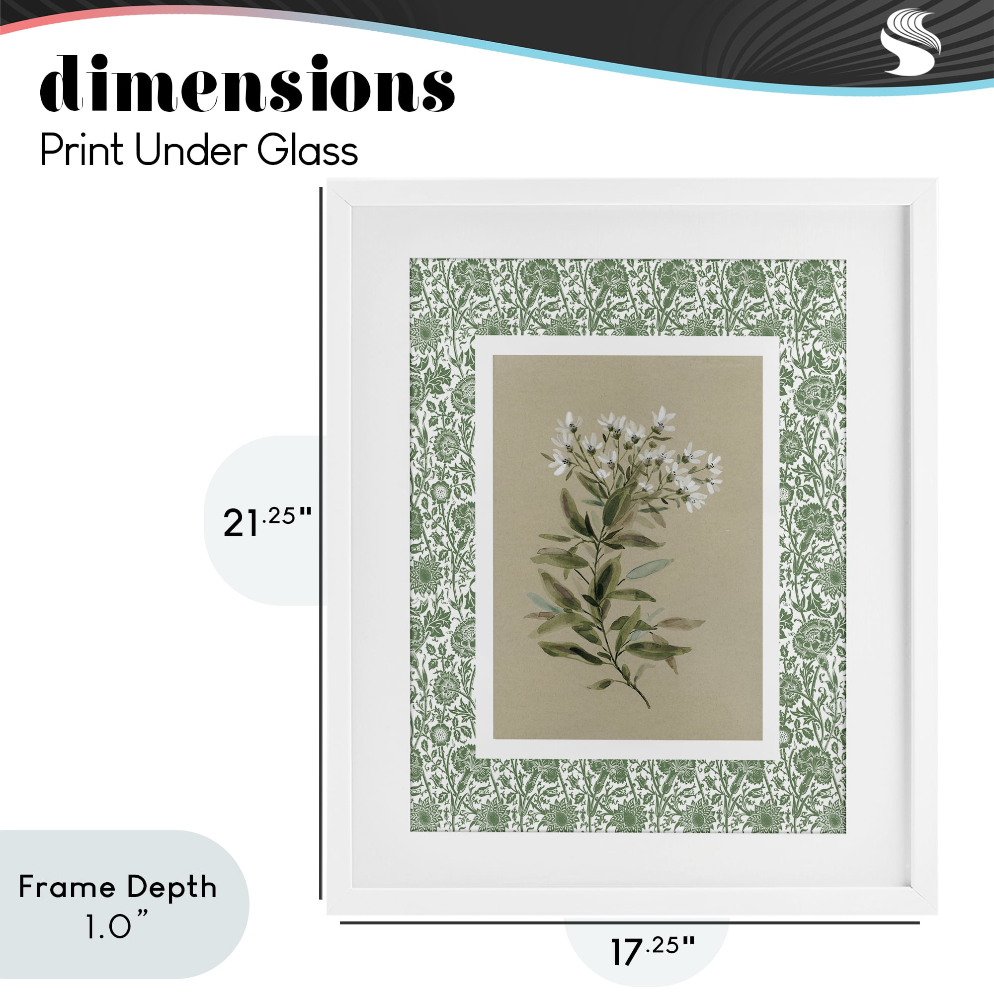 Stupell Industries Green Botanical Pattern White Framed Print Under Glass, design by Carol Robinson