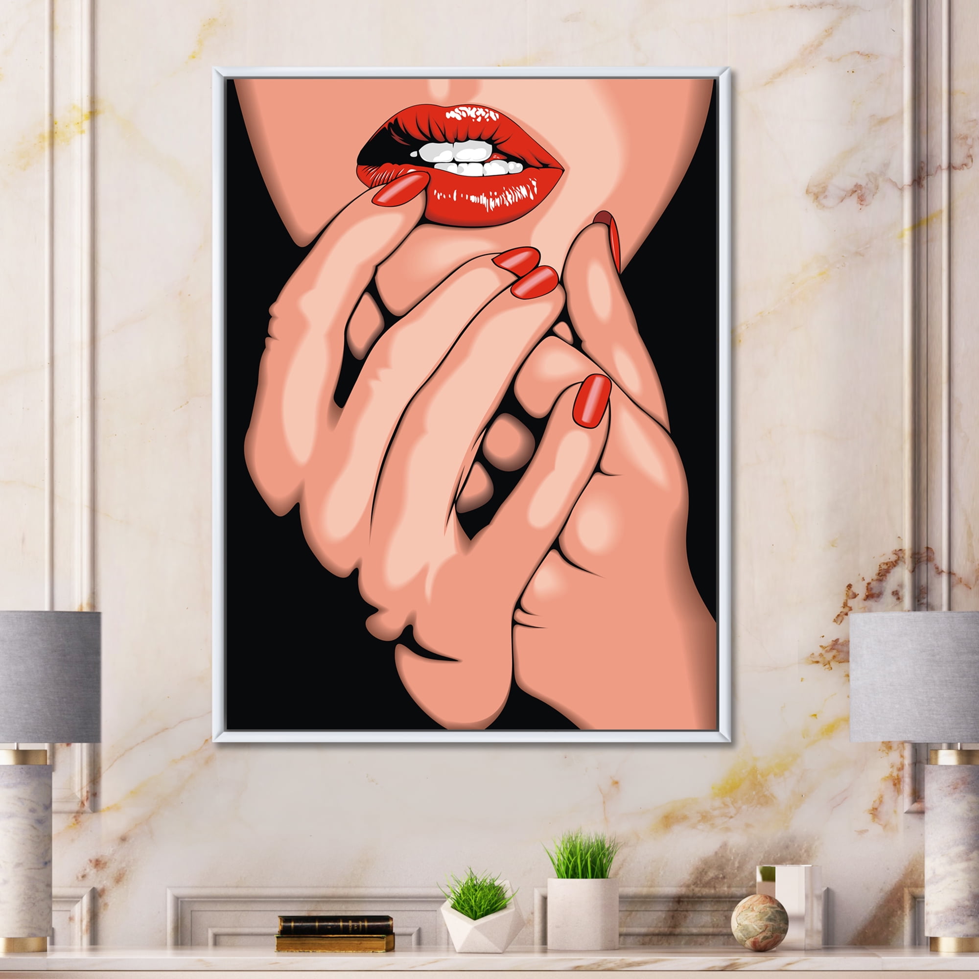 Designart 'Portrai Of A Young Modern Girl' Modern Framed Canvas Wall Art Print