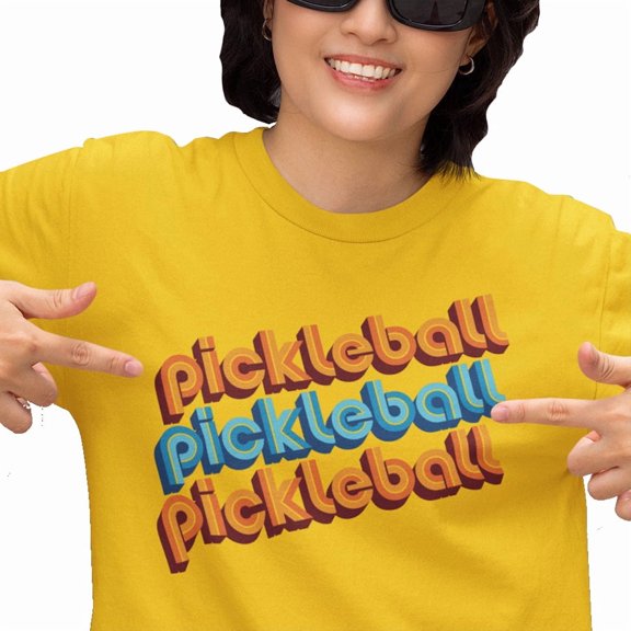Retro Pickleball T-Shirt Vintage 70s Style Graphic Tee Lightweight Unisex Shirt for Men and Women – Daisy Yellow | Pickleball Universe