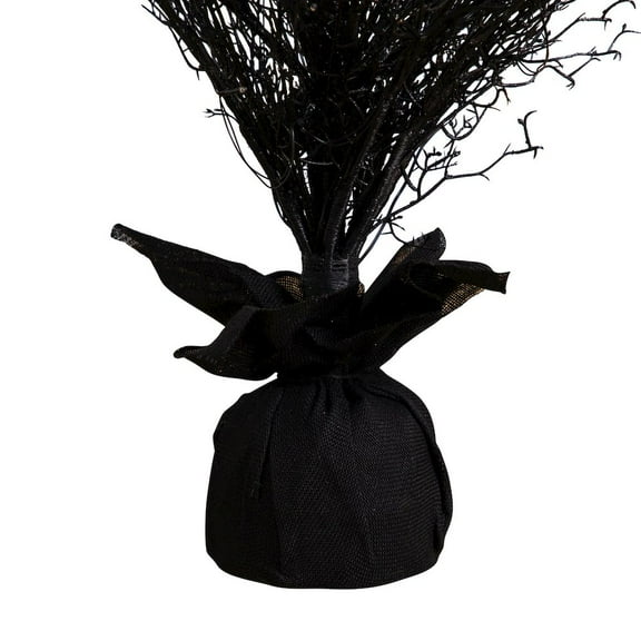 Nearly Natural 5ft. Pre-Lit Halloween Black Twig Artificial Fall Tree in Burlap Planter