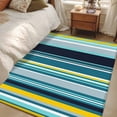thumbnail image 5 of Teal Yellow Stripes Washable Area Rugs 4'x6', Lines Art Low Pile Throw Living Room Rug Non-Slip Sturdy Edge Binding Carpet for Indoor Entryway Bedside Kitchen, 5 of 9