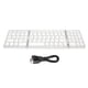 thumbnail image 2 of Teclado Bluetooth plegable triple con conexión para múltiples dispositivos, teclado inalámbrico para computadora portátil, tableta, teléfono, color plateado y blanco, 2 of 15