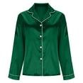 thumbnail image 2 of yillto Women Satin Silky Tops Sleepwear Pajamas Shirts Button down Long Sleeve Loungewear Soft Pjs Tee, 2 of 7