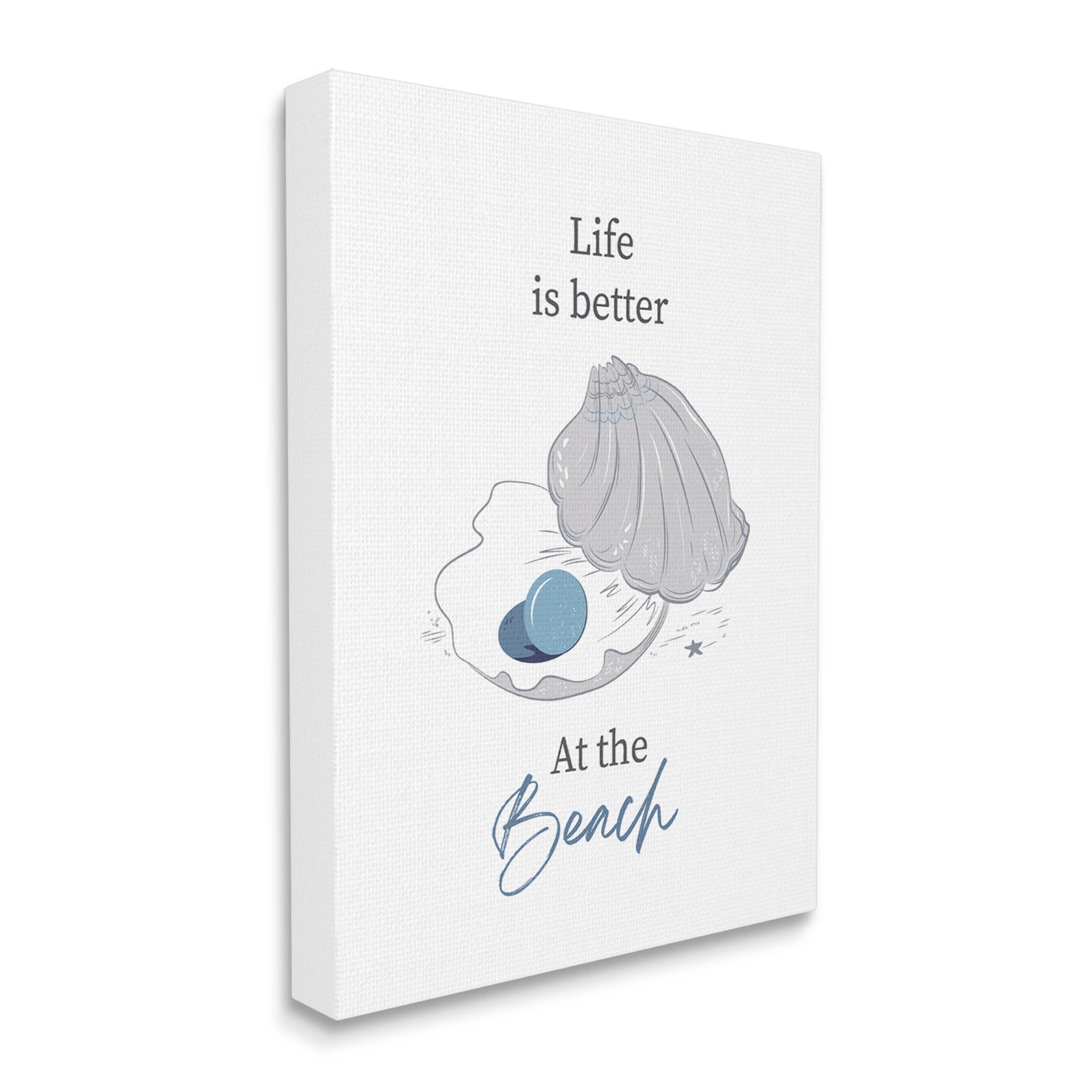 Life Better At Beach Clam Pearl Animals & Insects Graphic Art Gallery Wrapped Canvas Print Wall Art