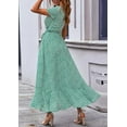 thumbnail image 6 of PRETTYGARDEN Women's Summer Wrap Maxi Dress Casual Boho Floral V Neck Short Sleeve Ruffle Hem Split Beach Long Dresses, 6 of 8