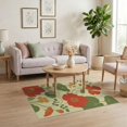 thumbnail image 3 of ODIKA 4'x6' Green Red Blossom Elegance Inspired by Washable Area Rug Floral Symphony with Vintage Charm and Grace Stain Resistant, Low Pile, Easy Care for Dorm Room, Small Living, 3 of 7