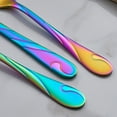 thumbnail image 5 of GoGeiLi Rainbow Silverware Set for 6, 30-Piece Stainless Steel Flatware Set, Shiny Rainbow Metal Cutlery Set, Include Fork, Knife and Spoon Set, Dishwasher Safe, 5 of 6