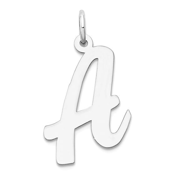 14k White Gold Solid Polished Laser-cut Large Script Letter Name Personalized Monogram Initial A Charm 18.29x15.39mm Wid