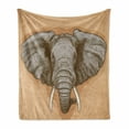 thumbnail image 1 of Animal Soft Flannel Fleece Throw Blanket, Illustration of Engraving Wild Head in Retro Animal Nature Boho, Cozy Plush for Indoor and Outdoor Use, 70" x 90", Almond Grey, by Ambesonne, 1 of 6