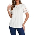thumbnail image 2 of Edición INSPIRE CHIC Blusa Casual de Verano para Mujer con Encaje y Bordado de Manga Corta Sólida XS Blanca, 2 of 6
