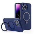 thumbnail image 2 of Phone Case for Apple iPhone 15 Pro (6.1") Magnetic Stand with MagSafe Compatible, Full Camera & Microfiber Lining Silicone TPU Rubber Cover [ Deep Blue ], 2 of 2